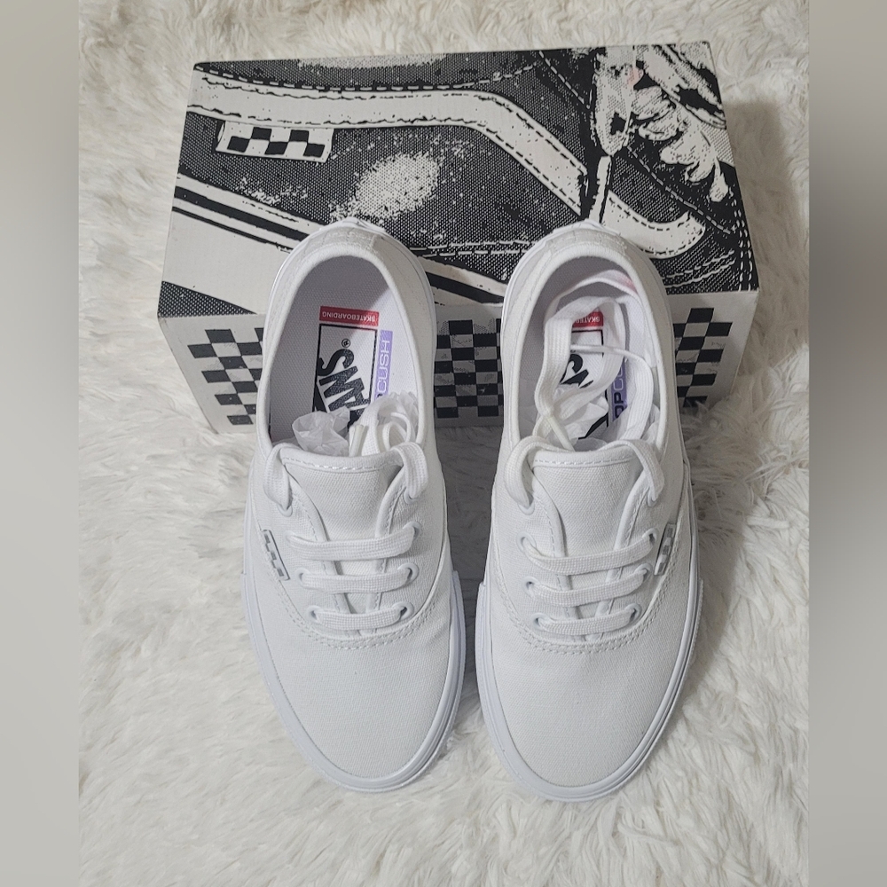 Vans White Lace-Up Sneakers, New